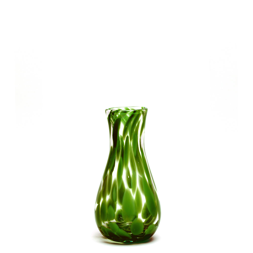 Forest Green/Transparent Spotted Bud Vase