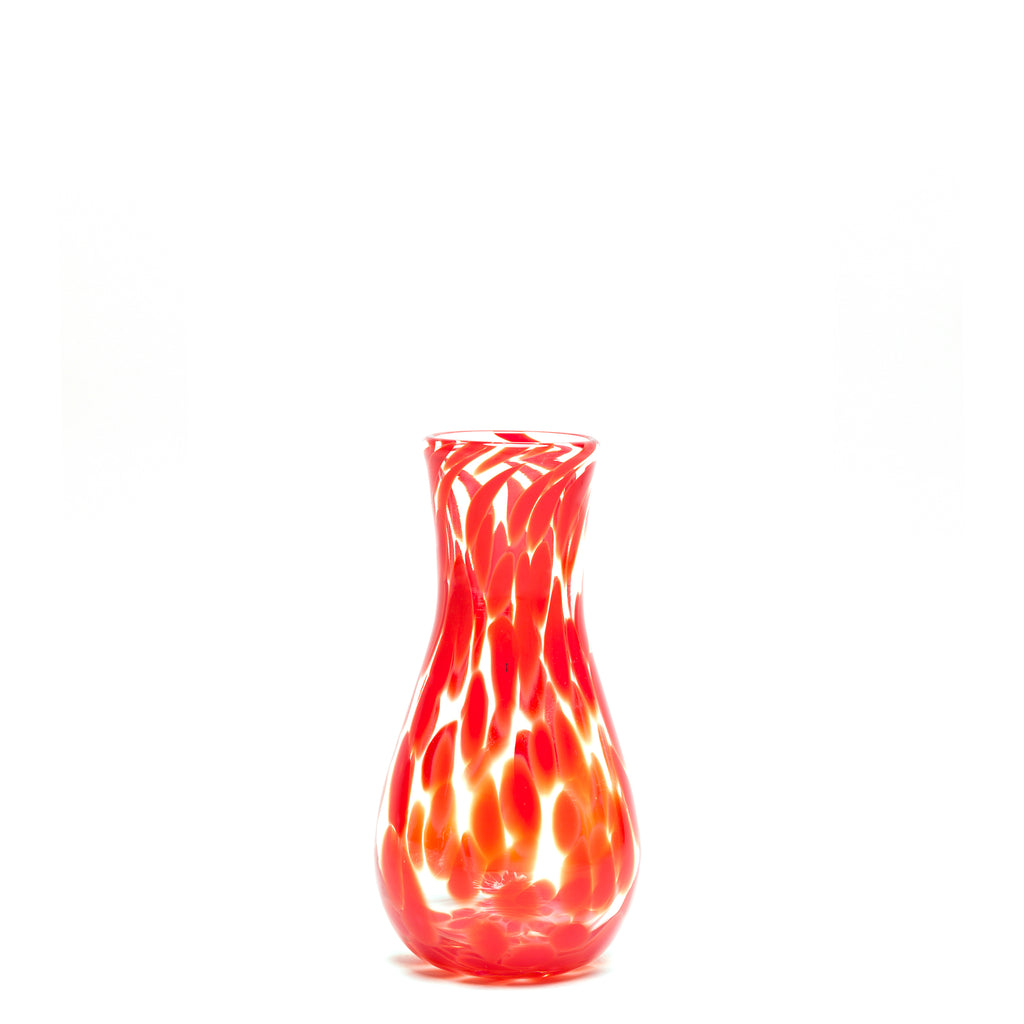 Red/Transparent Spotted Bud Vase