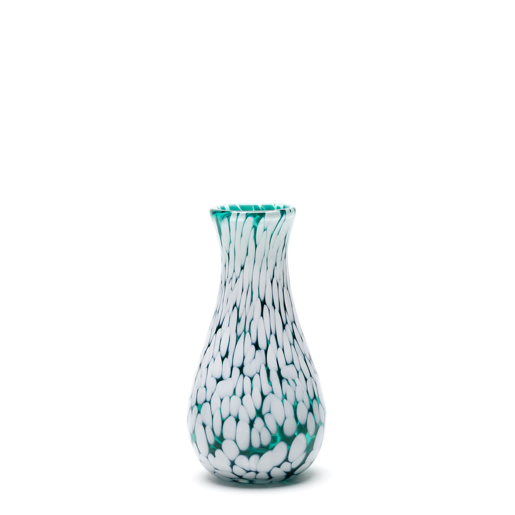 Teal/White Spotted Bud Vase