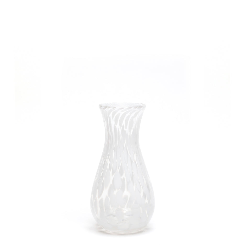 White/Transparent Spotted Bud Vase