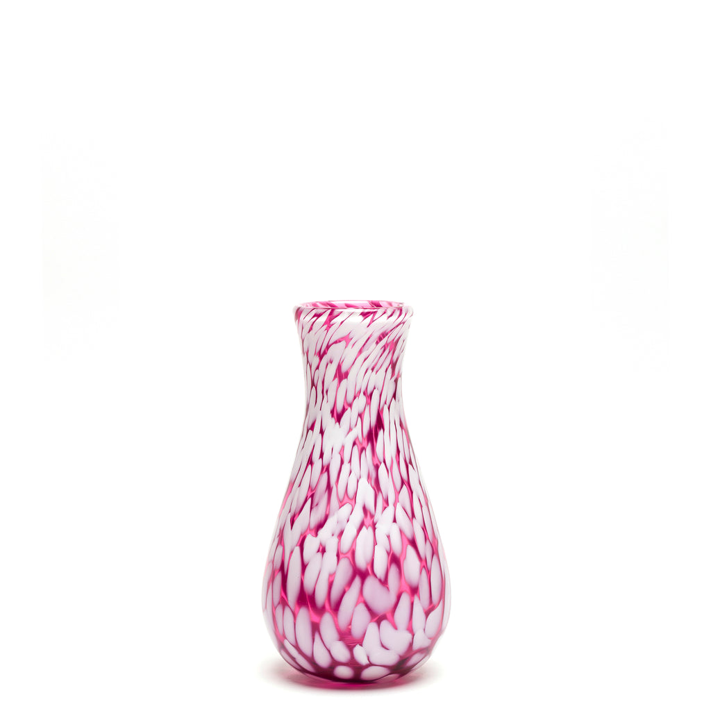 Raspberry/White Spotted Bud Vase