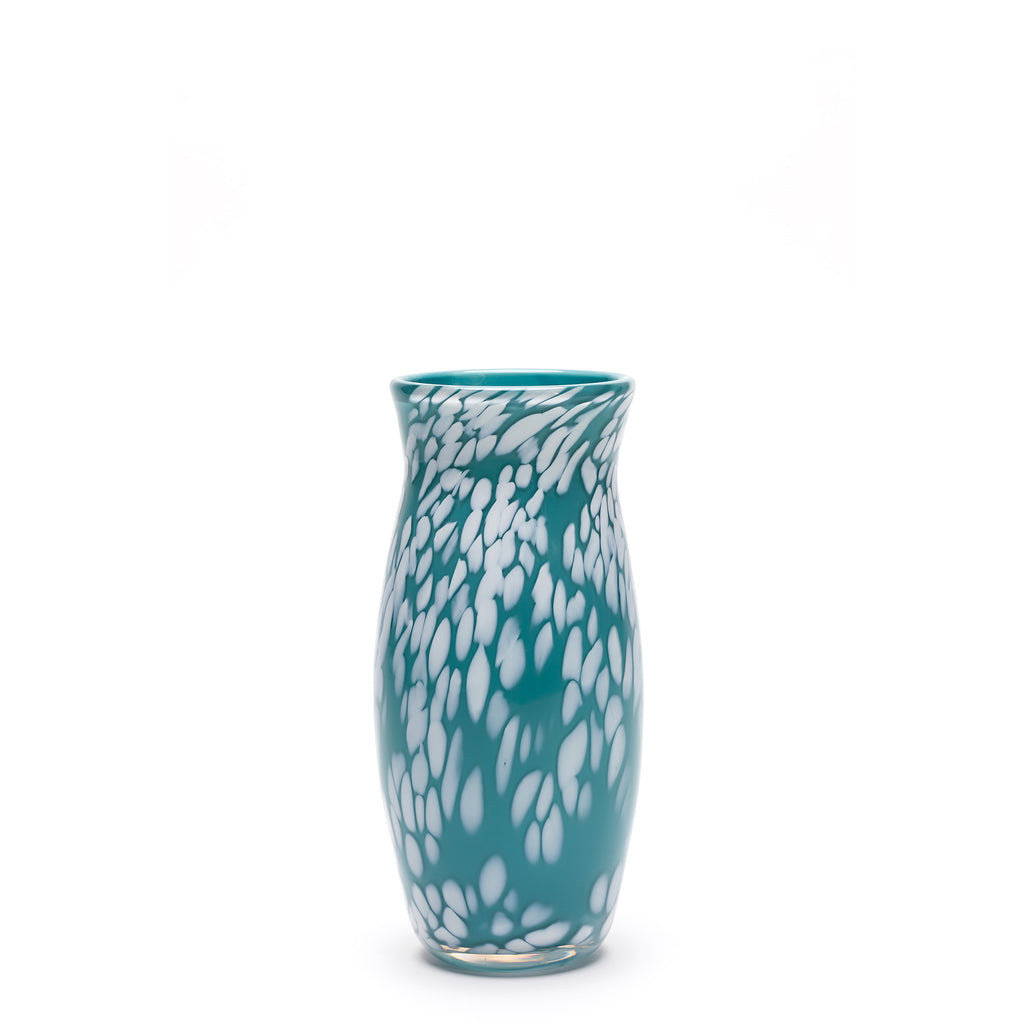Teal/White Spotted Vase