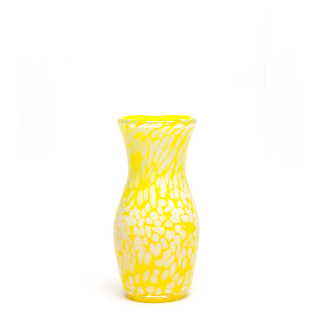 Transparent Neon Yellow/White Spotted Vase