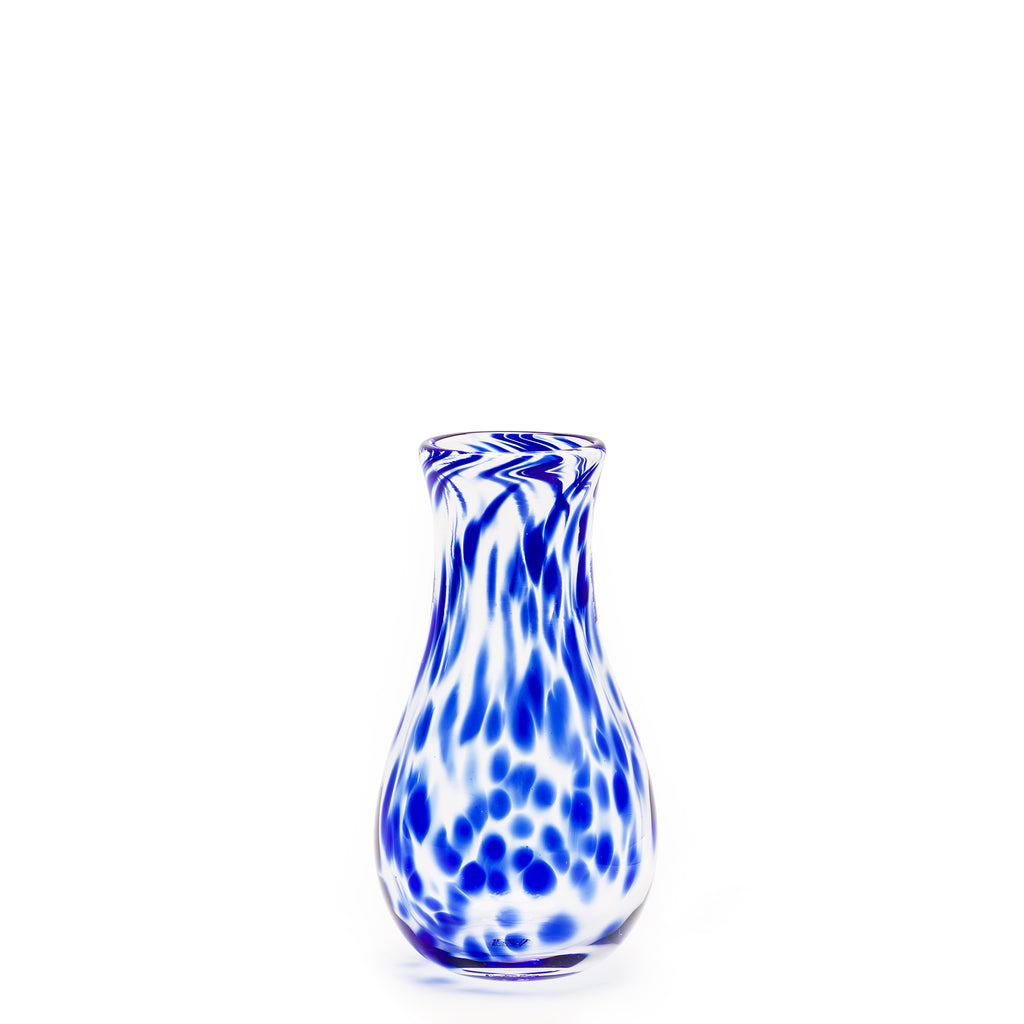 Royal Blue/Transparent Spotted Bud Vase