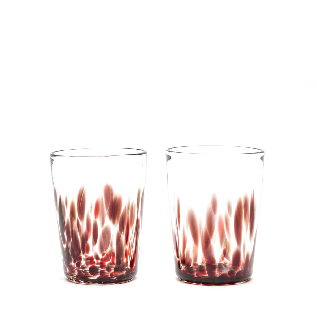 Burgundy/Transparent Spotted Set of Two Tumblers