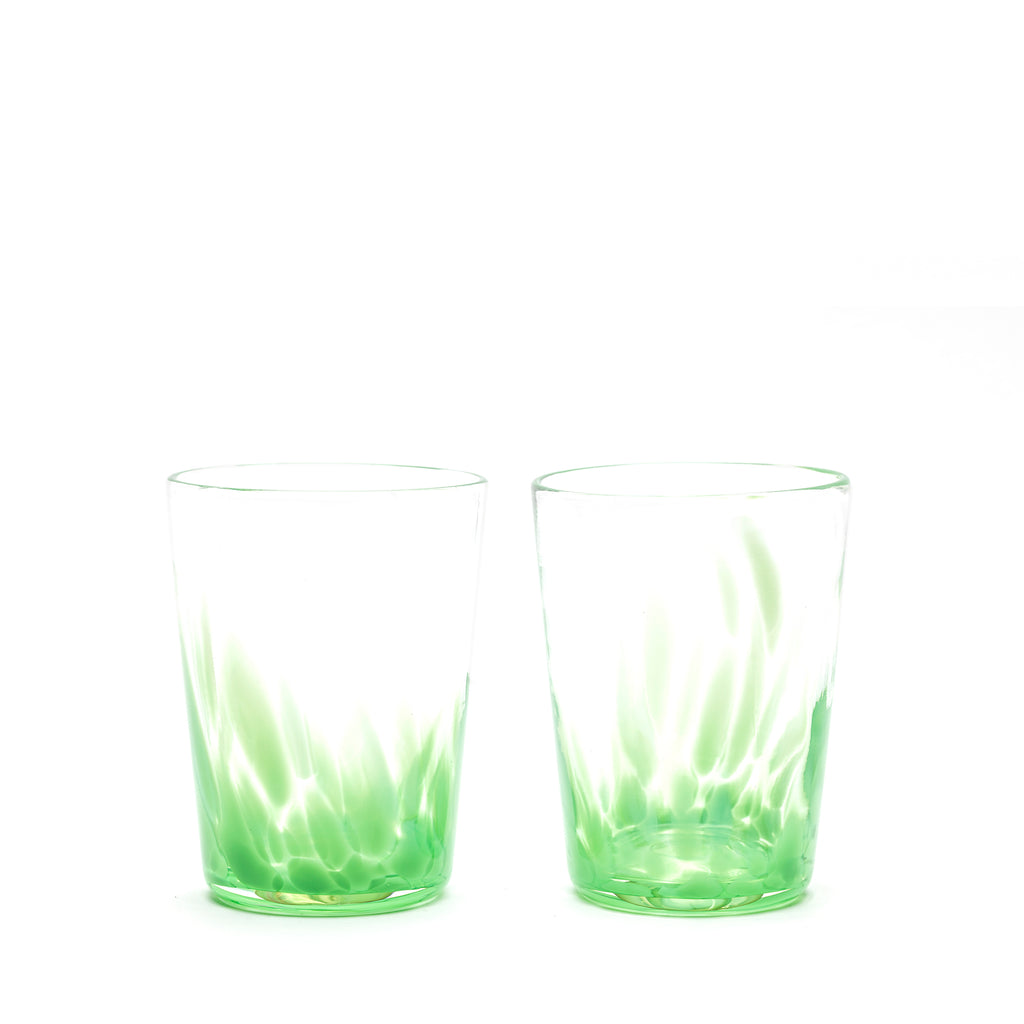 Emerald Green/Transparent Spotted Set of Two Tumblers
