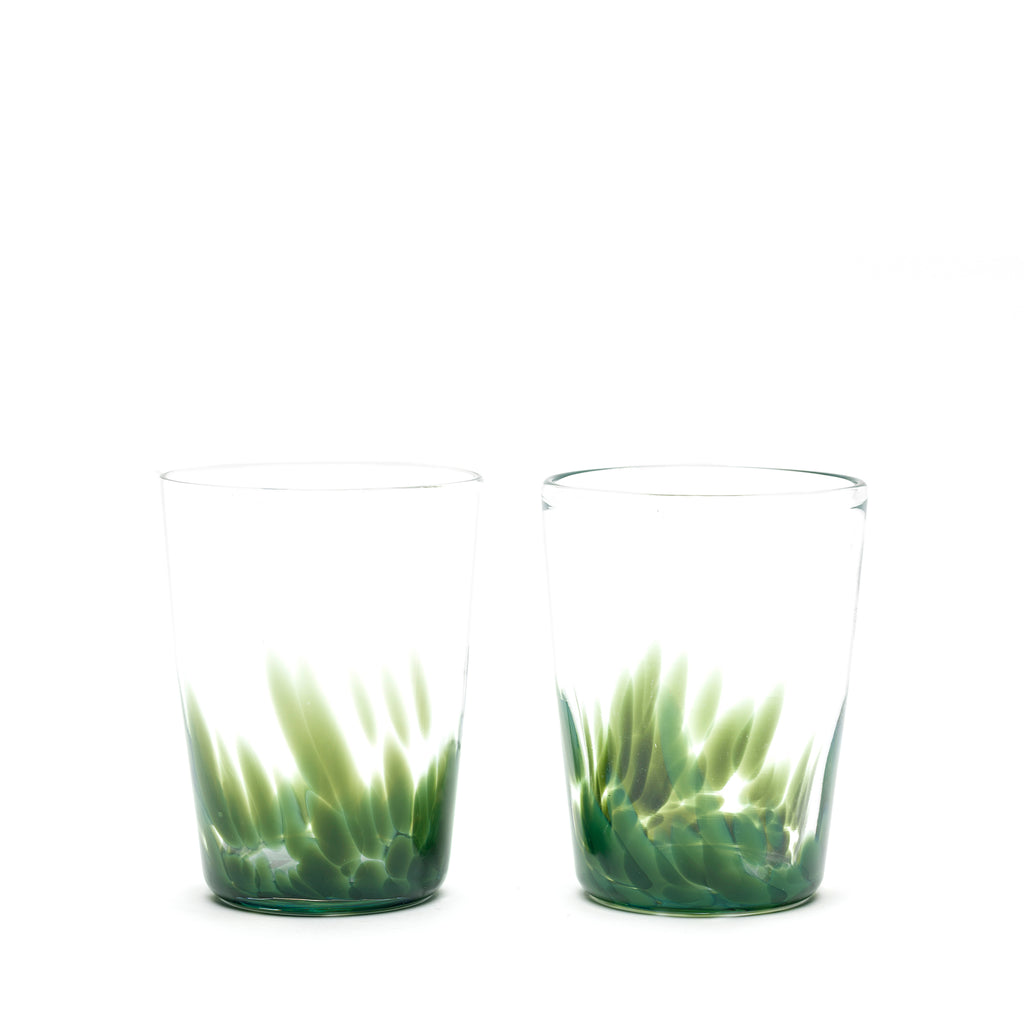 Forest Green/Transparent Spotted Set of Two Tumblers
