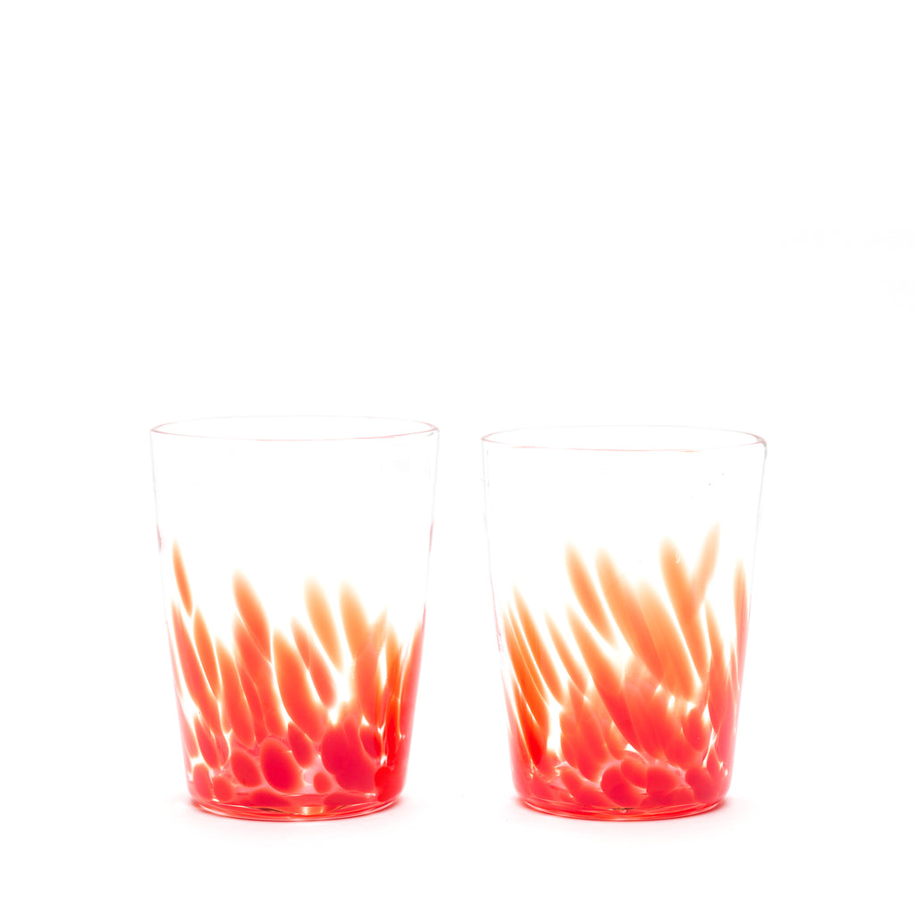 Red/Transparent Spotted Set of Two Tumblers
