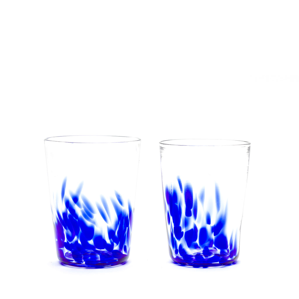 Royal Blue/Transparent Spotted Set of Two Tumblers