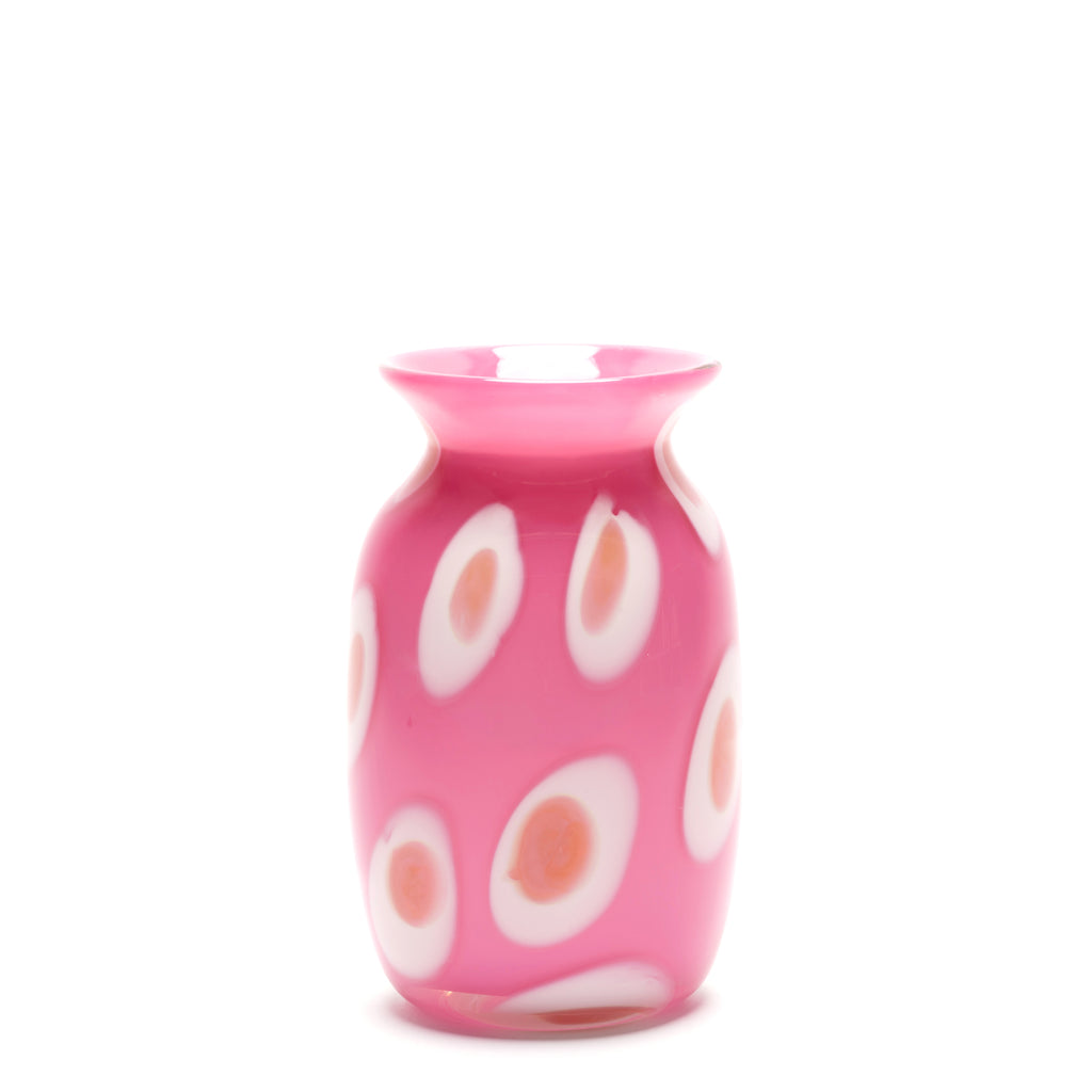 Rose Vase with White/Coral Spots